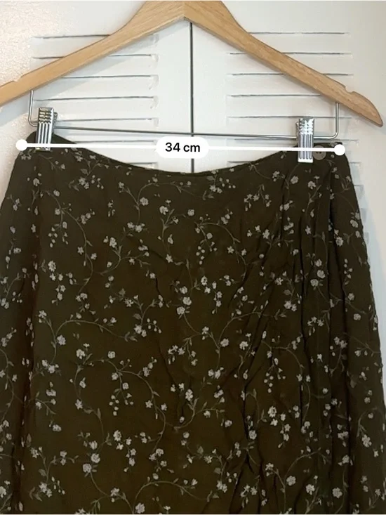 Jessica Vintage Olive Floral Midi Skirt Lightweight Flowy Chic Style - Picture 10 of 12